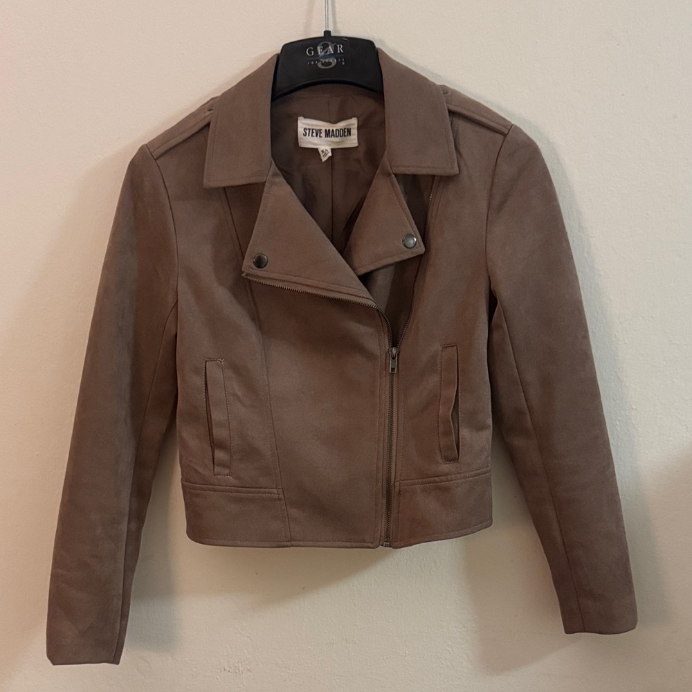 Steve Madden Taupe Suede Moto Jacket - Women's